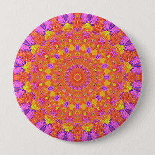Vibrant Colourful Psychedelic Abstract Kaleidoscop 10 Cm Round Badge