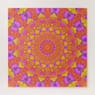 Vibrant Colourful Psychedelic Abstract Kaleidoscop Jigsaw Puzzle
