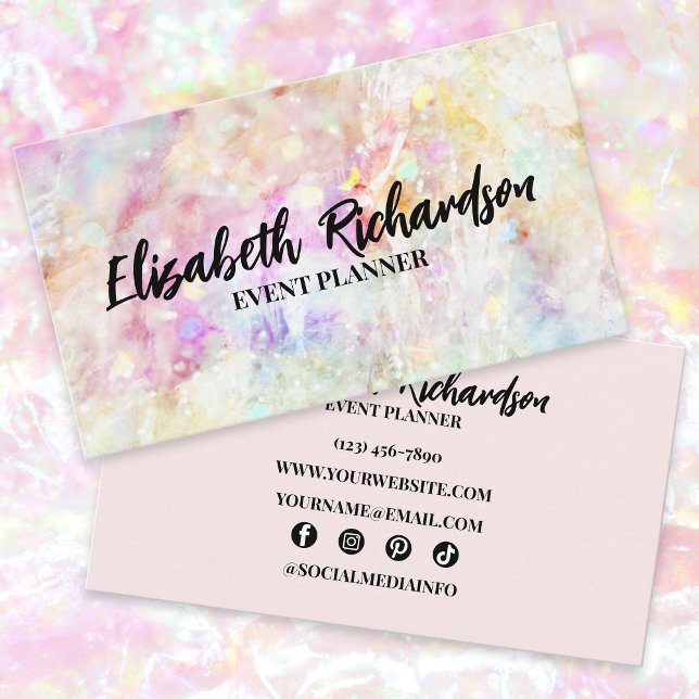 Vibrant Colourful Rainbow Confetti Glitter Modern Business Card (Creator Uploaded)
