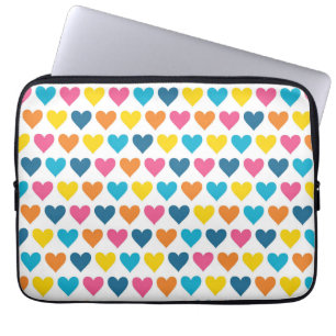 Vibrant Colourful Rainbow Hearts Laptop Sleeve