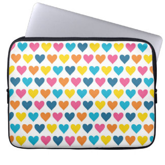 Vibrant Colourful Rainbow Hearts Laptop Sleeve