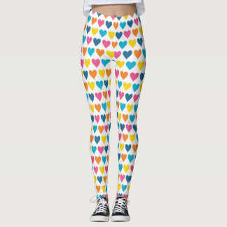Vibrant Colourful Rainbow Hearts Leggings