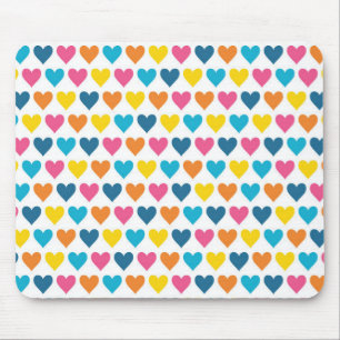Vibrant Colourful Rainbow Hearts Mouse Mat