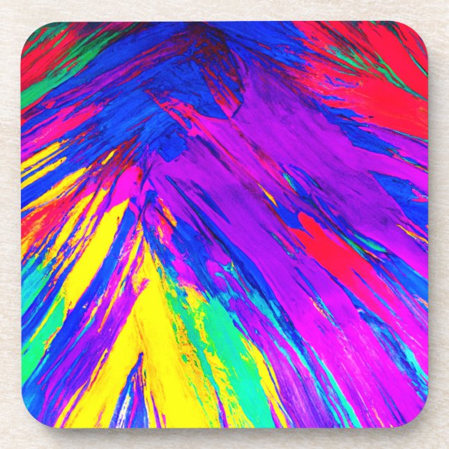 Vibrant Colourful Rainbow Pattern Design Coaster (Front)