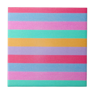 Vibrant Colourful Retro Stripes Tile