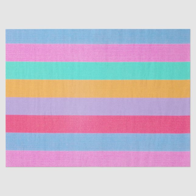 Vibrant Colourful Retro Stripes Tissue Paper (Front)