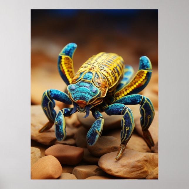 Vibrant Colourful Scorpion's Portrait #1 Poster (Front)
