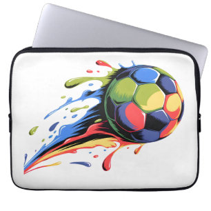 Vibrant Colourful Soccer Ball Paint Splash Laptop Sleeve
