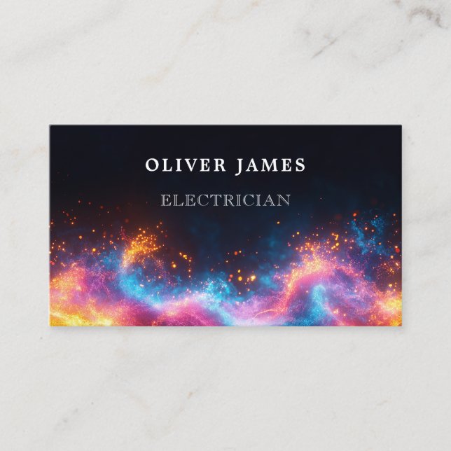 Vibrant Colourful Sparks Electrician and Engineer Business Card (Front)