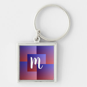 Vibrant Colourful Squares Any Monogram Keychain