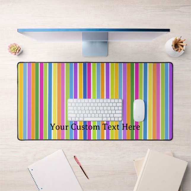 Vibrant Colourful Stripes Custom Text Desk Mat (Office 1)