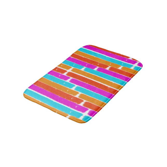 Vibrant Colourful Stripes Design - Bath Mat (Angled)