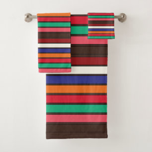 Vibrant Colourful Stripes Housewarming Bath Towel Set