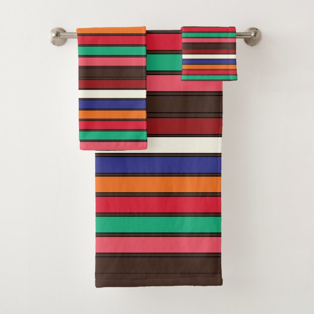 Vibrant Colourful Stripes Housewarming Bath Towel Set (Insitu)