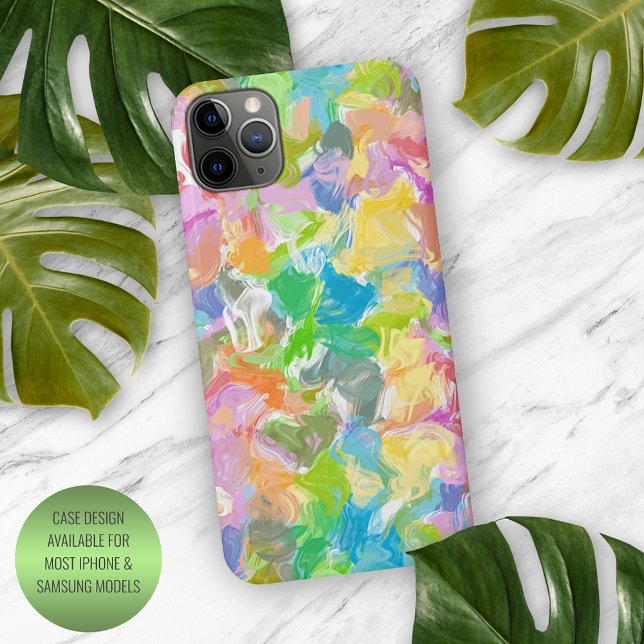 Vibrant Colourful Summer Paint Splatter Art Patter iPhone Case (Creator Uploaded)
