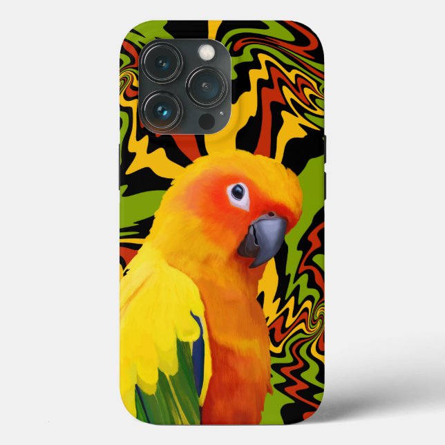 Vibrant Colourful Sun Conure Parrot Case-Mate iPhone Case (Back)