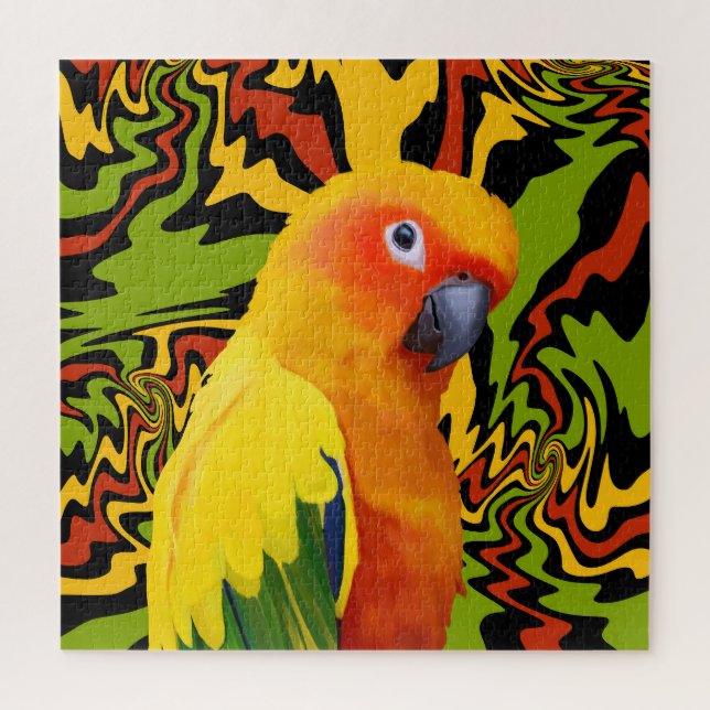 Vibrant Colourful Sun Conure Parrot Jigsaw Puzzle (Vertical)