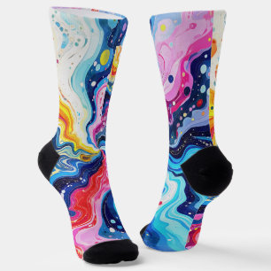 Vibrant Colourful Swirl Abstraction Socks