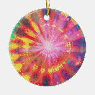 Vibrant Colourful Tie-Dye #1 Ceramic Tree Decoration