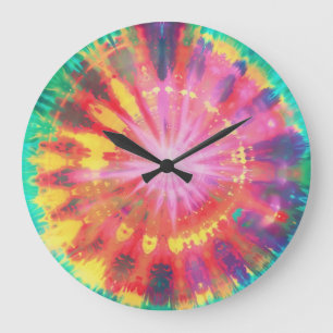 Vibrant Colourful Tie-Dye #1 Large Clock
