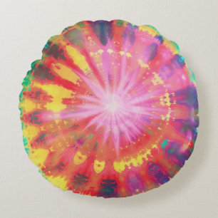 Vibrant Colourful Tie-Dye #1 Round Cushion