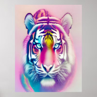 Vibrant Colourful Tiger Face Bold Modern Wildlife