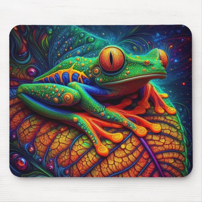   Vibrant Colourful Tree Frog Mouse Mat (Front)