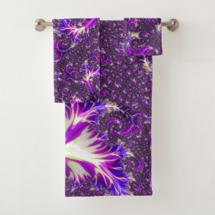 Vibrant Colourful Trippy Groovy Boho Spiral Fracta Bath Towel Set