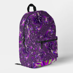 Vibrant Colourful Trippy Groovy Boho Spiral Fracta Printed Backpack