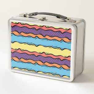 Vibrant Colourful Wavy Stripes Metal Lunch Box