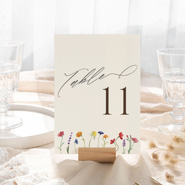 Vibrant Colourful Wildflower Bloom Wedding Table Number (Creator Uploaded)