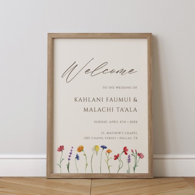 Vibrant Colourful Wildflower Bloom Wedding Welcome Poster (Creator Uploaded)