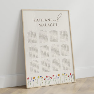 Vibrant Colourful Wildflower Modern Seating Chart