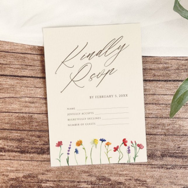 Vibrant Colourful Wildflower Modern Wedding RSVP Card (Creator Uploaded)