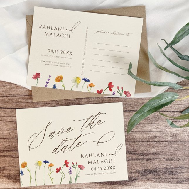 Vibrant Colourful Wildflower Modern Wedding Save The Date (Creator Uploaded)