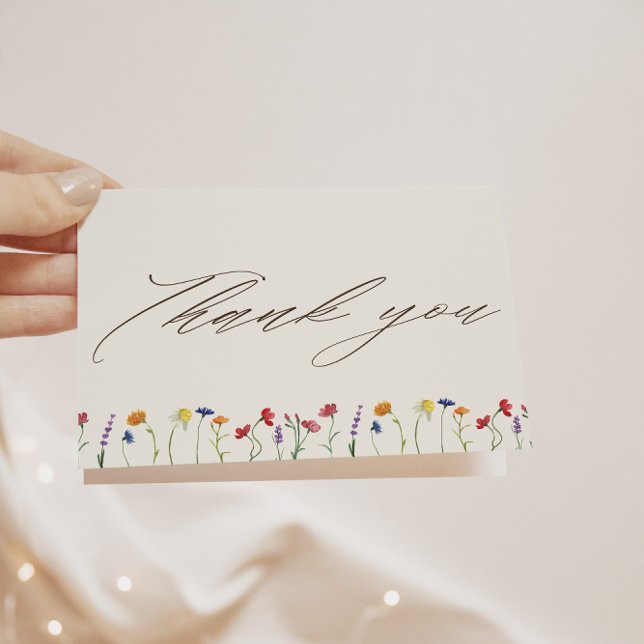 Vibrant Colourful Wildflower Modern Wedding Thank You Card (Creator Uploaded)