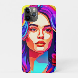 Vibrant Colourful Woman Face in Artistic Expressio iPhone 11 Pro Case
