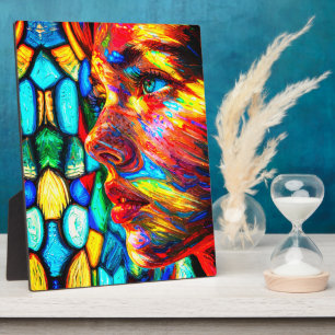 Vibrant Colourful Woman Profile Portrait Impasto Plaque