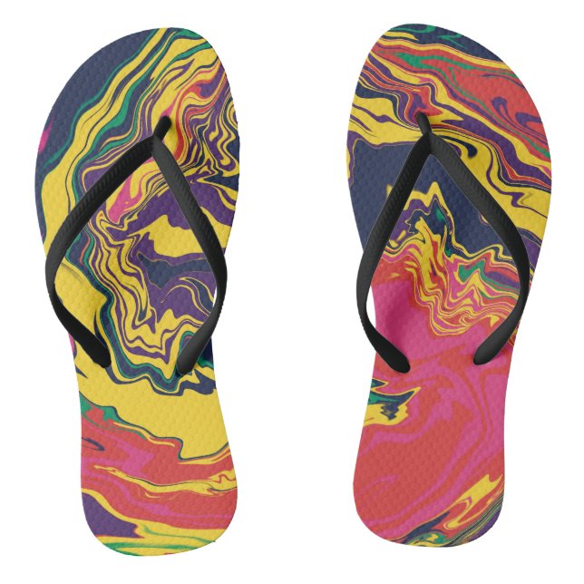 Vibrant Colours Abstract Art Beach Flip Flops (Footbed)