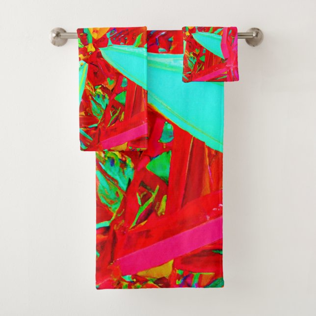 Vibrant Colours Abstract Pattern Bath Towel Set (Insitu)