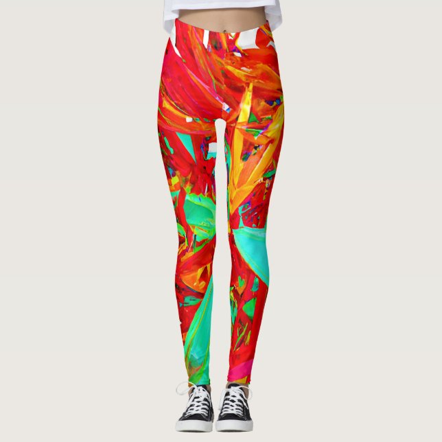 Vibrant Colours Abstract Pattern Leggings (Front)