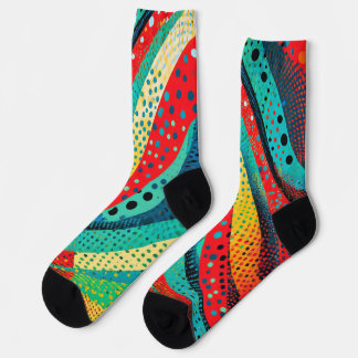 Vibrant colours and patterns in curving shapes socks