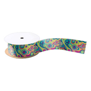 Vibrant colours groovy abstract pattern satin ribbon