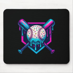Vibrant Colours Ice Cream Baseball Drip Graphic Fo Mouse Mat