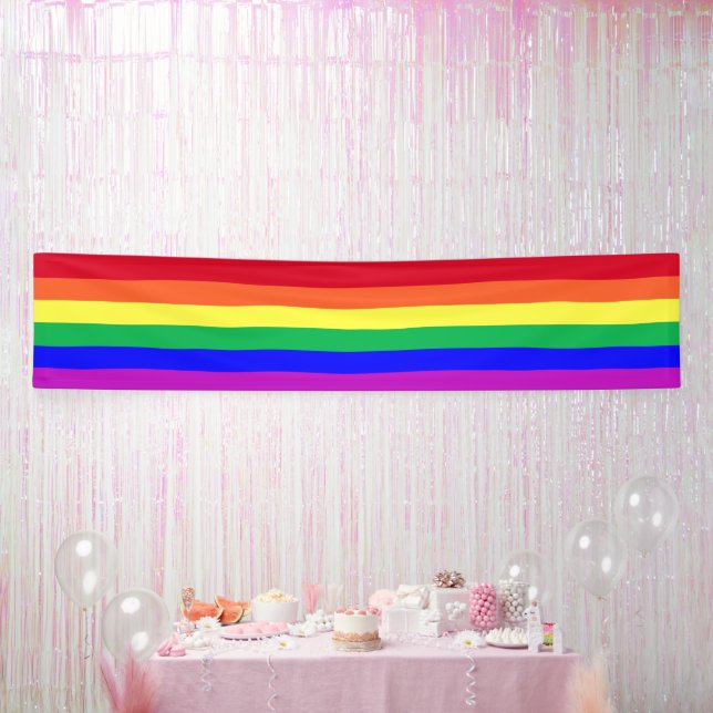 Vibrant Colours LGBTQ+ Gay Pride Rainbow Stripes Banner (Party)