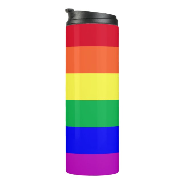 Vibrant Colours LGBTQIA Pride Classic Rainbow Flag Thermal Tumbler (Rotated Right)