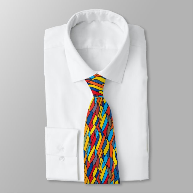 Vibrant Colours Mosaic Pattern Tie (Tied)