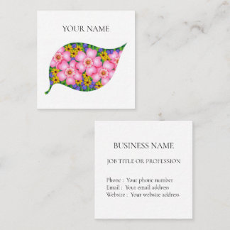 Vibrant colours of flowers. square business card