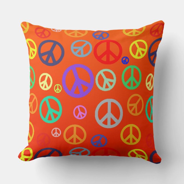 Vibrant colours Peace Symbol Pattern Cushion (Front)