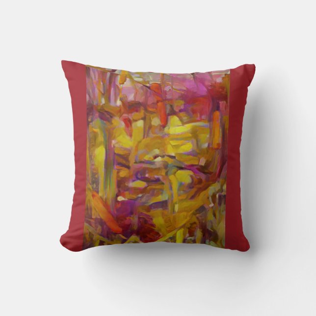 Vibrant colours "reeds in nature" cushion (Front)